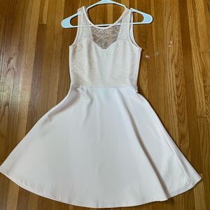 Light pink lace top flowy dress